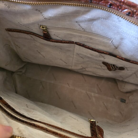 Brahmin Medium Asher Toasted Melbourne Croc Embossed Tote Leather Bag - Picture 6 of 16